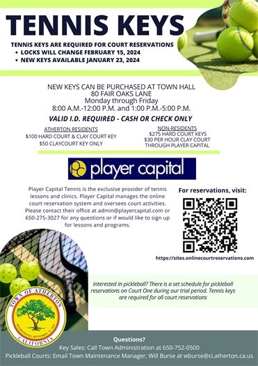 Flyer with tennis key information