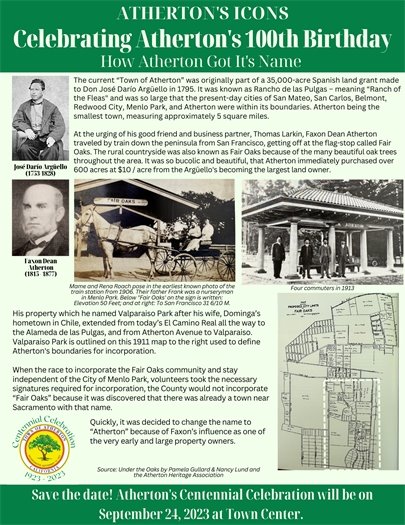 pictures of train station, map of Valparaiso Park, and Jose Arguello & Faxon Atherton