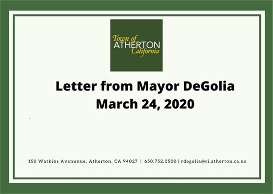 Letter from Mayor DeGolia 