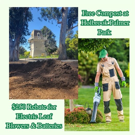 picture of compost pile and electric leaf blower