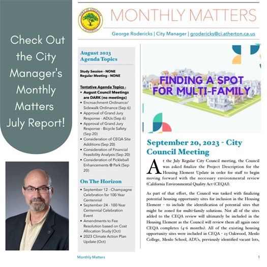 screenshot of monthly matters cover with City Manager headshot