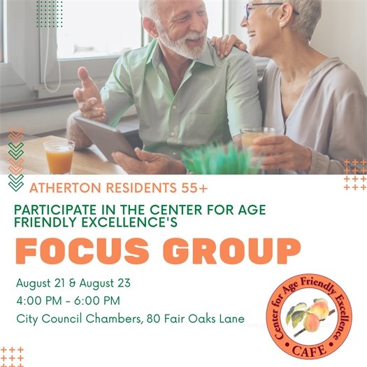 picture of adults conversating with information on focus group including dates and times